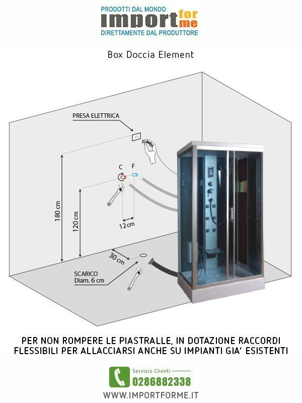 Box Doccia Idromassaggio Element 110x90 Multifunzione