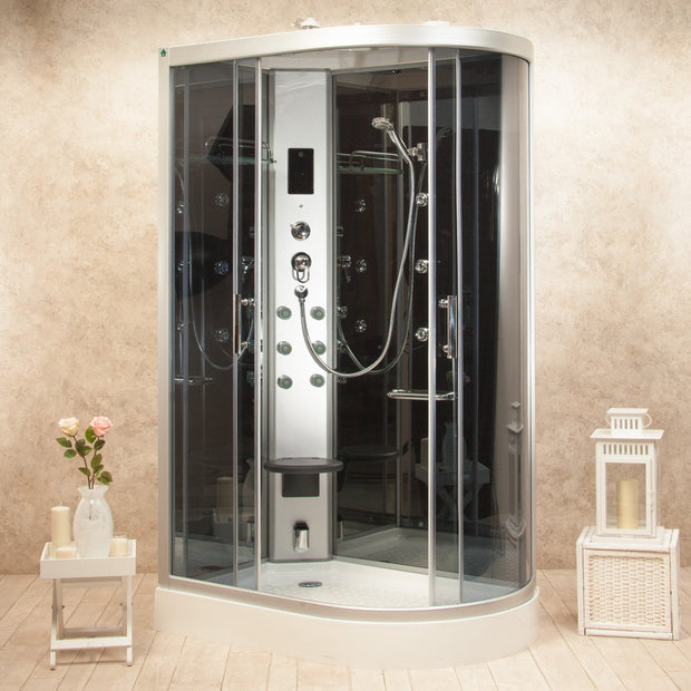 Box Doccia Idromassaggio Atene 120x80 Sinistro Sauna Bagno Turco e Ozono