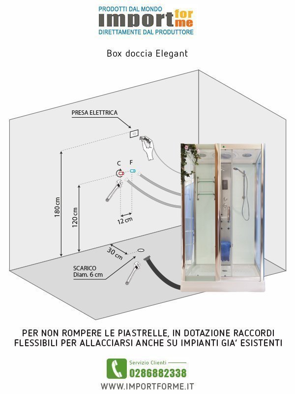 Box Doccia Idromassaggio Elegant 120x90 Completo Multifunzione