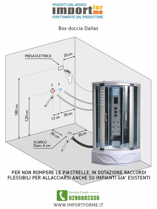Doccia Idromassaggio con Vasca Dallas 90x90 Sauna Bagno Turco