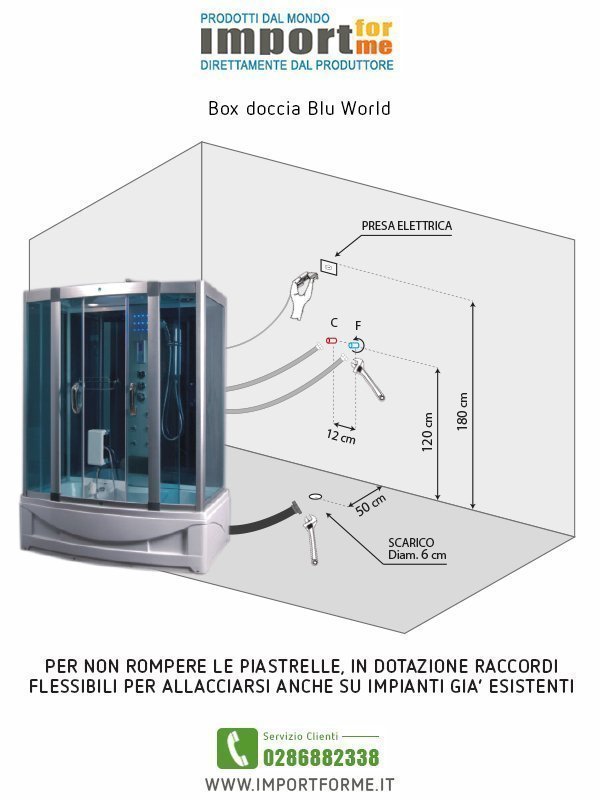 Doccia Idromassaggio con Vasca Bluworld 150x90 Completo Multifunzione