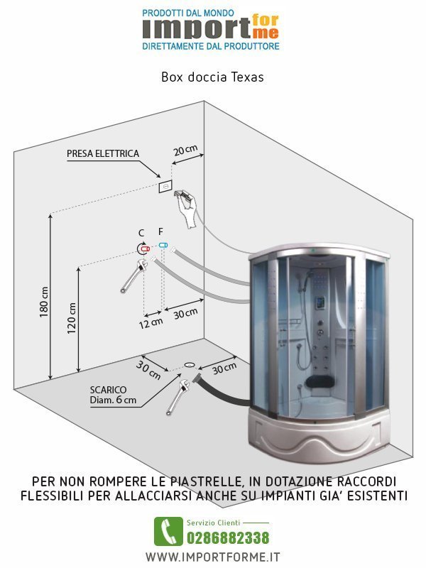 Doccia Idromassaggio con Vasca Texas 105x105 Completa Multifunzion