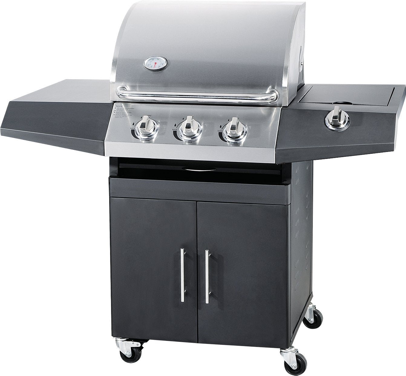 Barbecue a Gas GPL e Metano Black Inox a 3 Fuochi