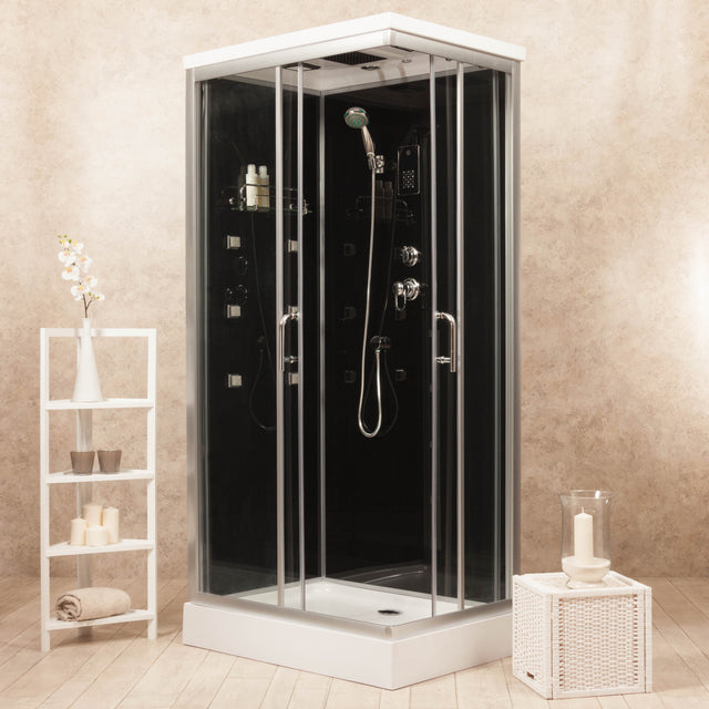 Box Doccia Black Air 70x90 Sinistra Idromassaggio Multifunzione