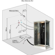 Box Doccia Black Air 70x90 Sinistra Idromassaggio Multifunzione