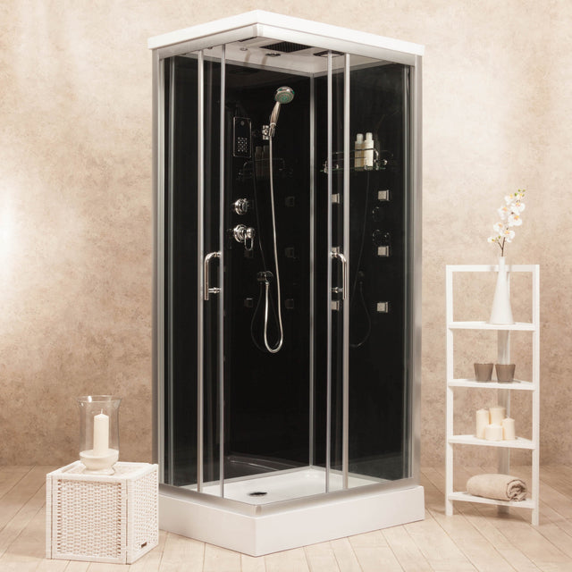 Box Doccia Black Air 70x90 Destra Idromassaggio Multifunzione