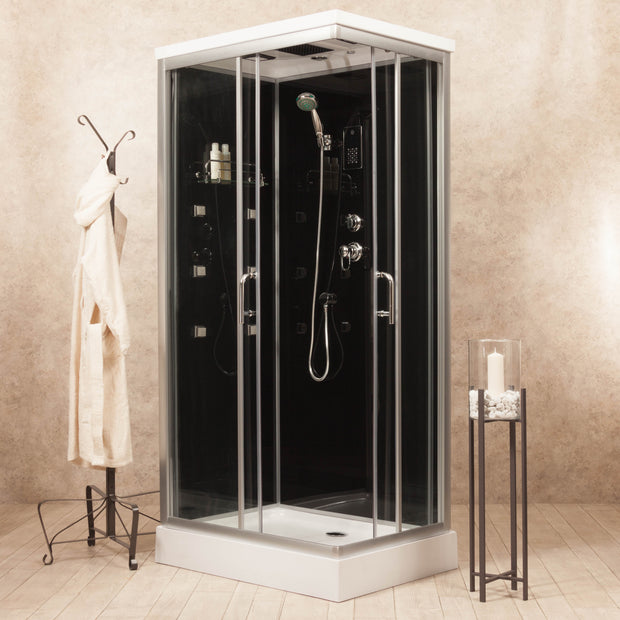 Box Doccia Black Air 70x100 Sinistra Idromassaggio Multifunzione