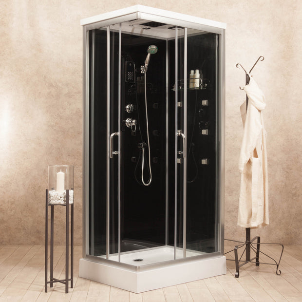 Box Doccia Black Air 70x100 Destra Idromassaggio Multifunzione