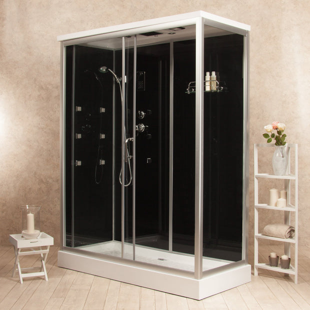 Box Doccia Black Air 70x110 Sinistra Idromassaggio Multifunzione