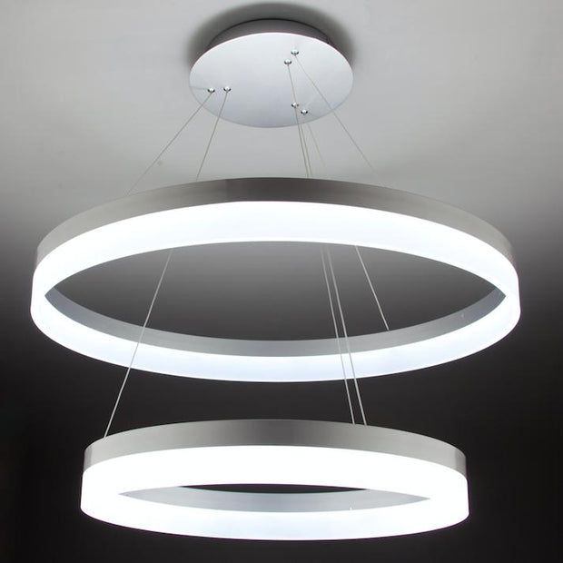 Lampadario a Sospensione Led Circle 2T Luce Fredda di Design Moderno