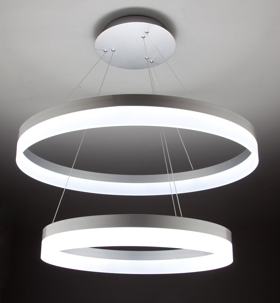 Lampadario a Sospensione Led Circle 2T Luce Fredda di Design Moderno