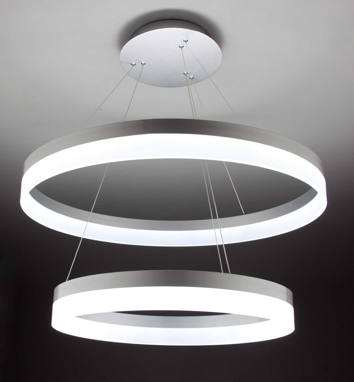 Lampadario a Sospensione Led Circle 2T Luce Fredda di Design Moderno