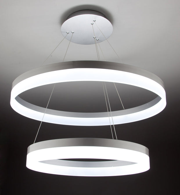 Lampadario a Sospensione Led Circle 2T Luce Fredda di Design Moderno