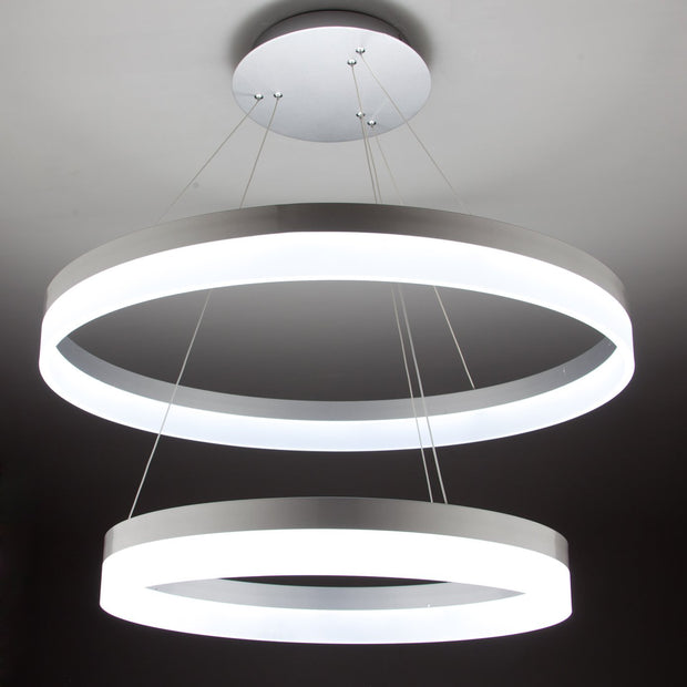 Lampadario a Sospensione Led Circle 2T Luce Fredda di Design Moderno