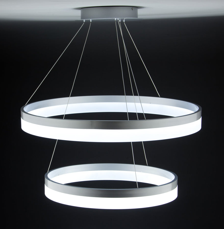 Lampadario a Sospensione Led Circle 2T Luce Fredda di Design Moderno