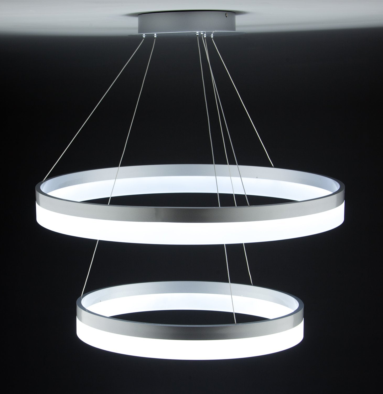 Lampadario a Sospensione Led Circle 2T Luce Fredda di Design Moderno