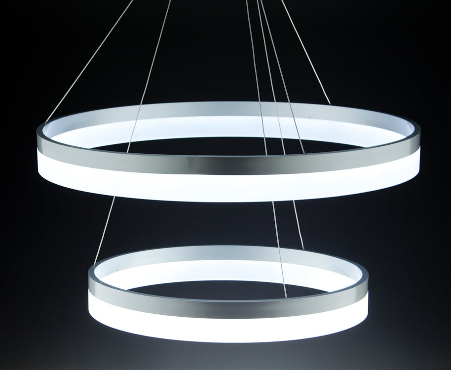 Lampadario a Sospensione Led Circle 2T Luce Fredda di Design Moderno