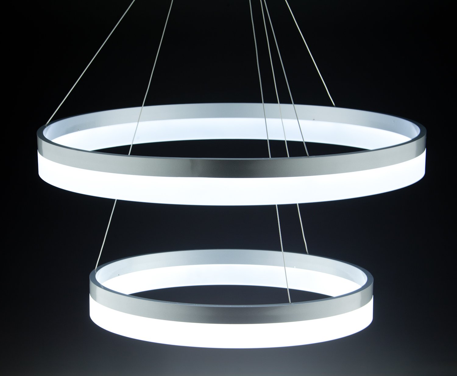 Lampadario a Sospensione Led Circle 2T Luce Fredda di Design Moderno