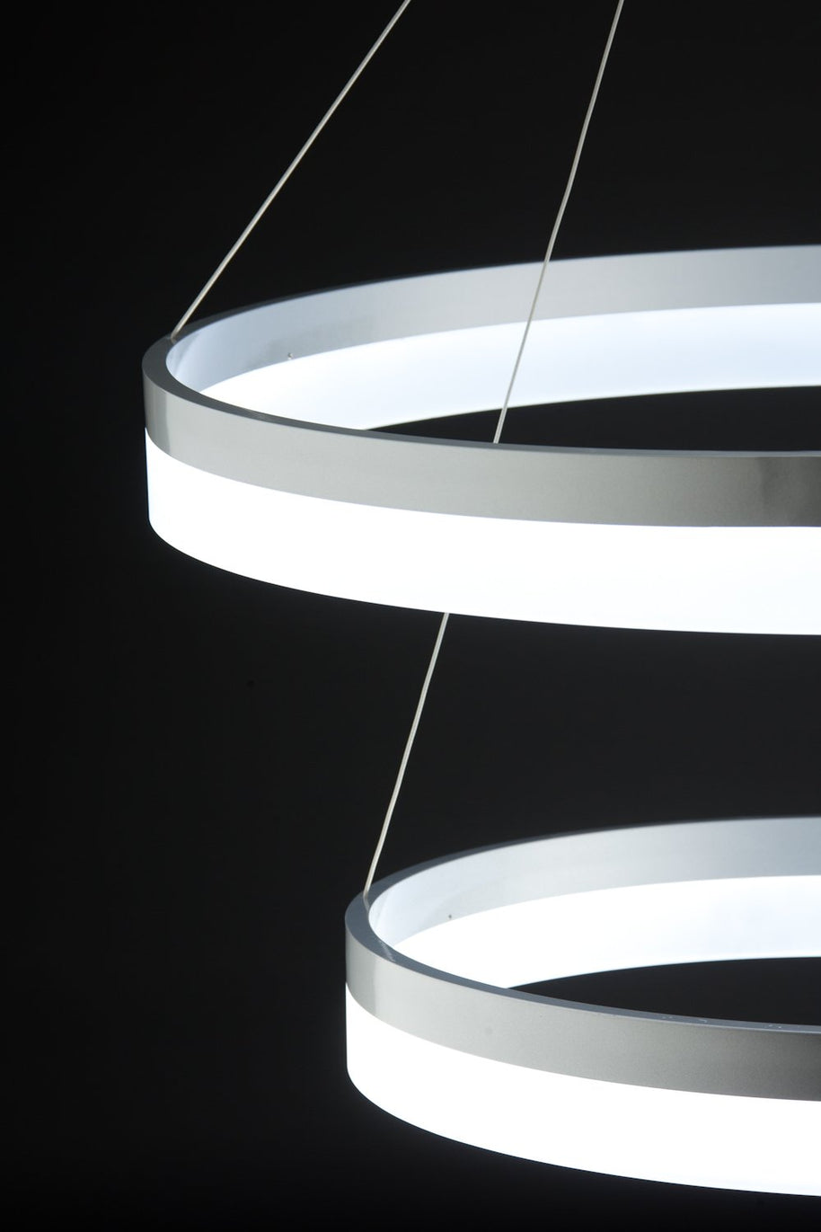 Lampadario a Sospensione Led Circle 2T Luce Fredda di Design Moderno