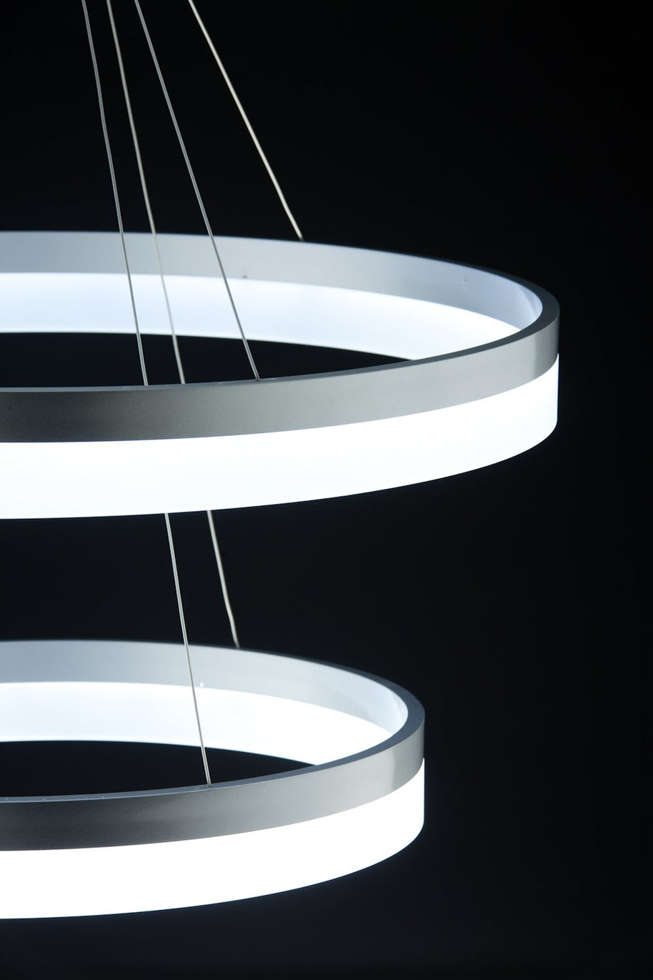 Lampadario a Sospensione Led Circle 2T Luce Fredda di Design Moderno