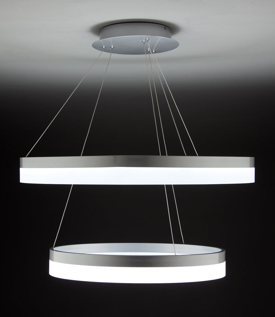 Lampadario a Sospensione Led Circle 2T Luce Fredda di Design Moderno