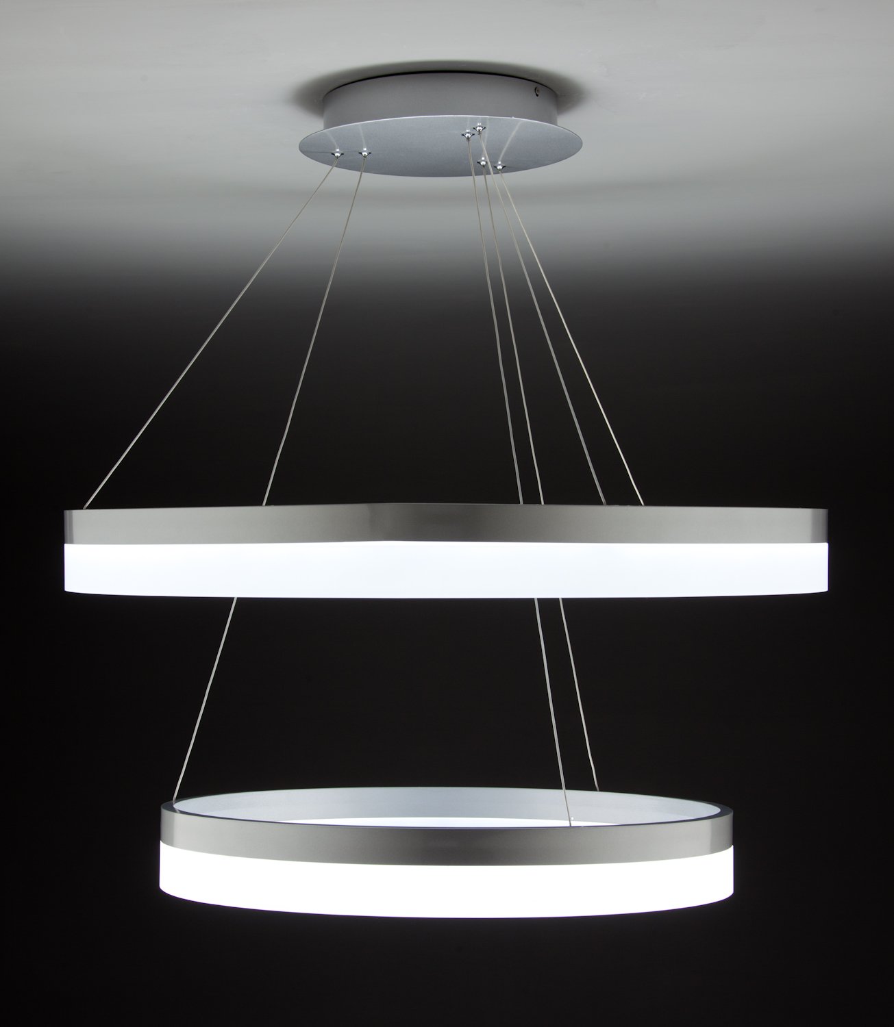 Lampadario a Sospensione Led Circle 2T Luce Fredda di Design Moderno