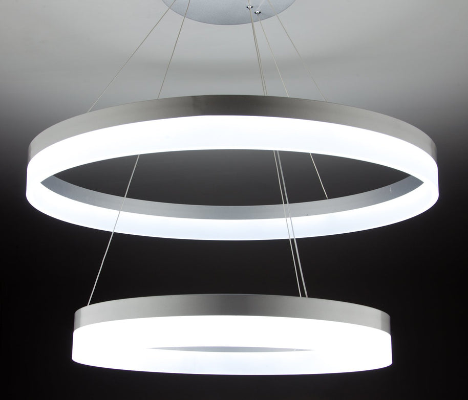 Lampadario a Sospensione Led Circle 2T Luce Fredda di Design Moderno