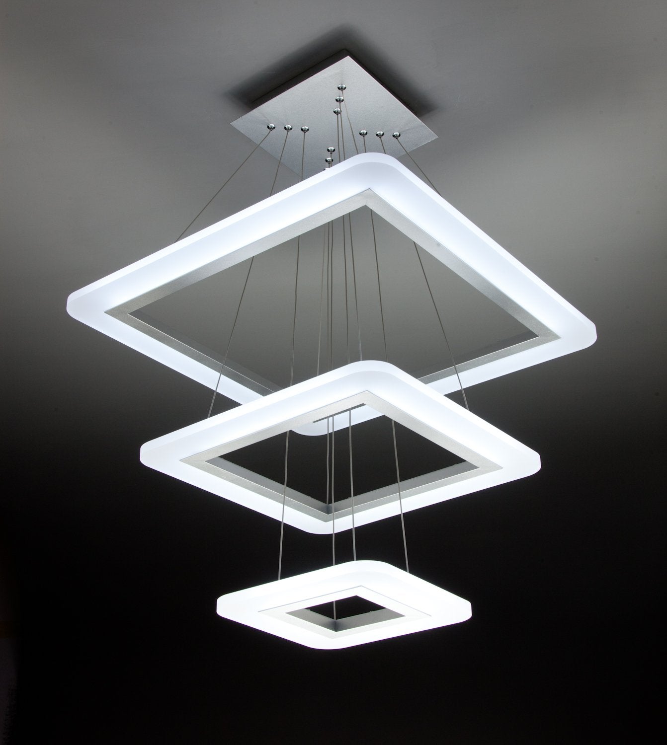 Lampadario a Sospensione Led Square 3T Design per Salotto Moderno