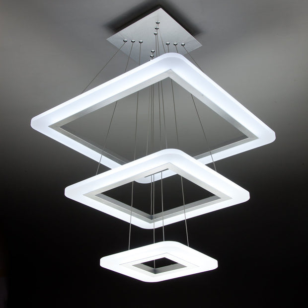 Lampadario a Sospensione Led Square 3T Design per Salotto Moderno