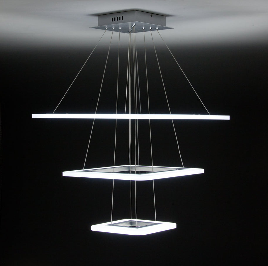 Lampadario a Sospensione Led Square 3T Design per Salotto Moderno