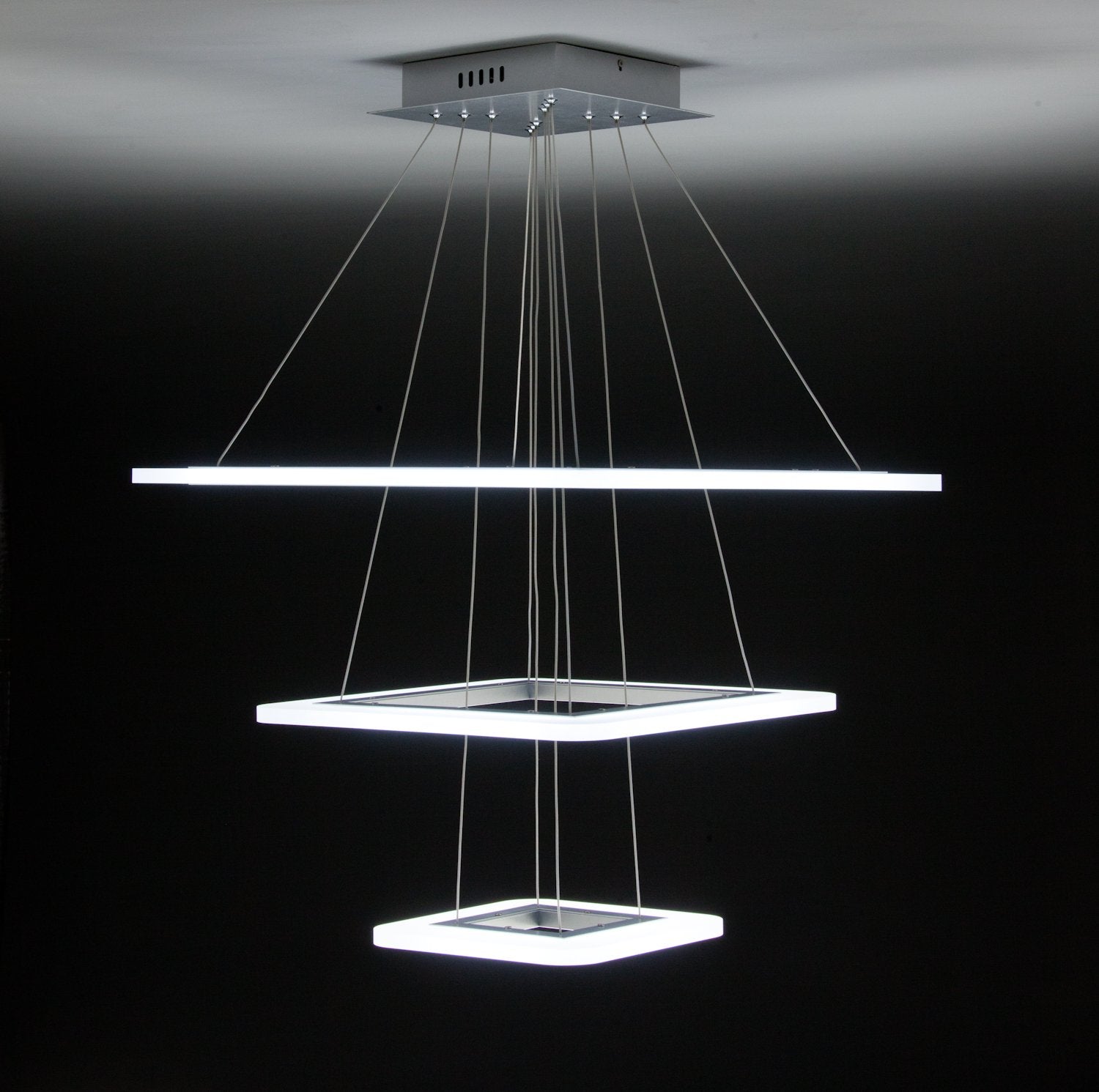 Lampadario a Sospensione Led Square 3T Design per Salotto Moderno