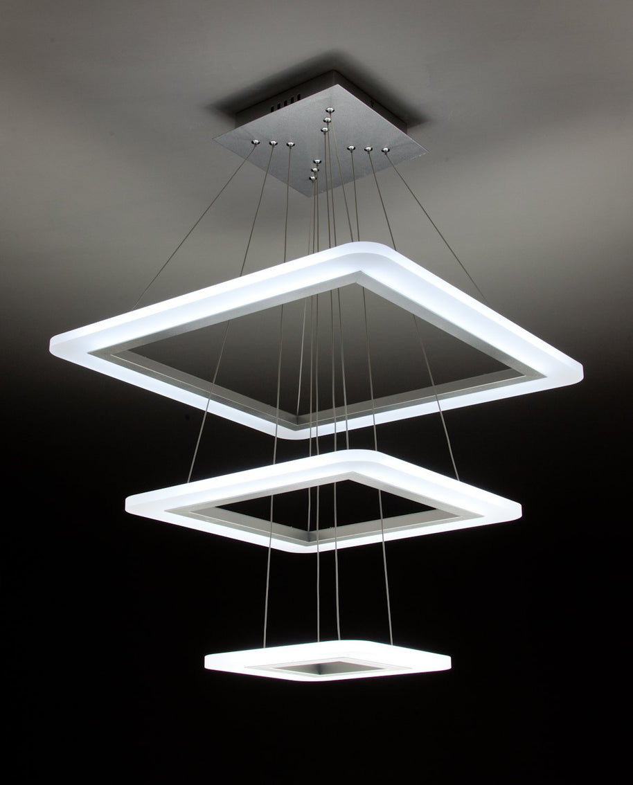 Lampadario a Sospensione Led Square 3T Design per Salotto Moderno