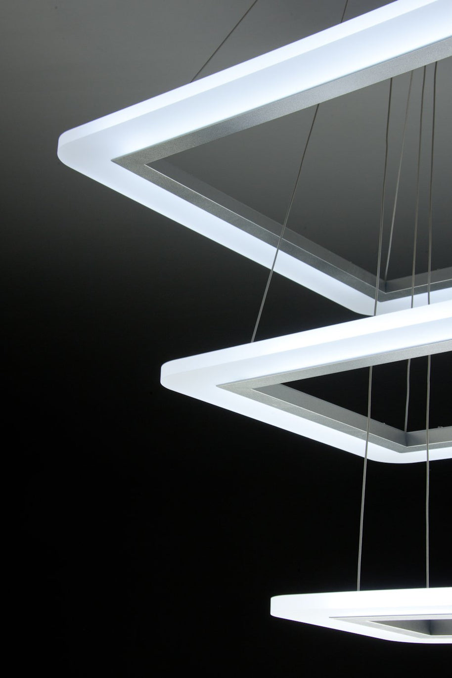 Lampadario a Sospensione Led Square 3T Design per Salotto Moderno