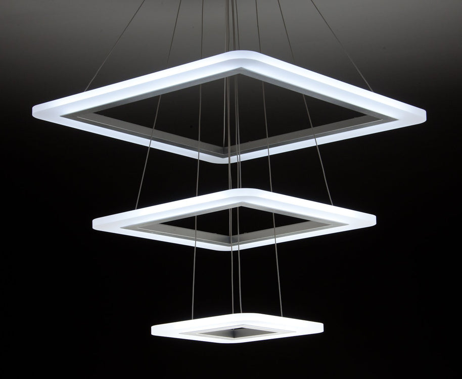 Lampadario a Sospensione Led Square 3T Design per Salotto Moderno