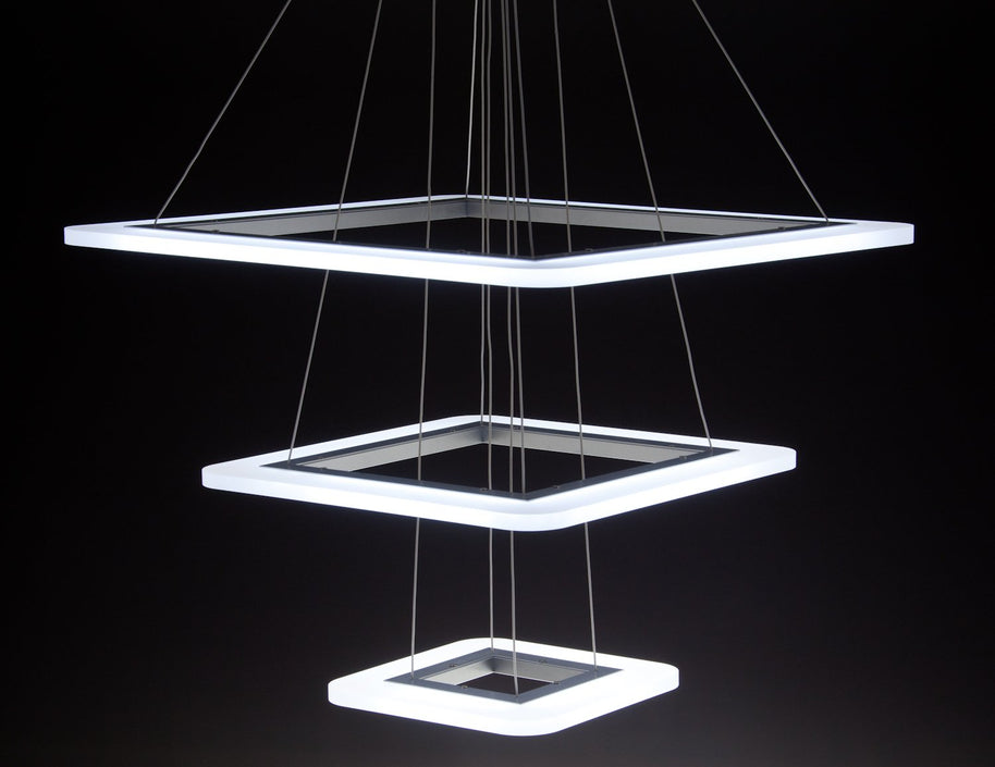 Lampadario a Sospensione Led Square 3T Design per Salotto Moderno