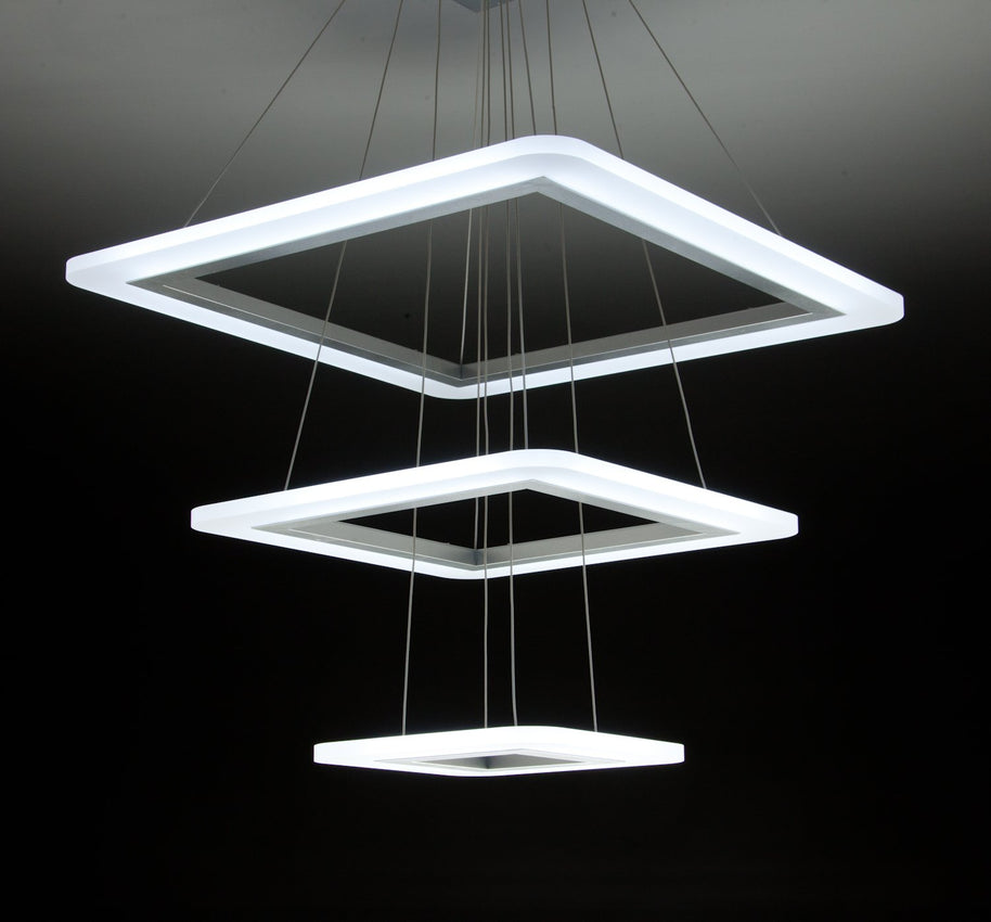 Lampadario a Sospensione Led Square 3T Design per Salotto Moderno