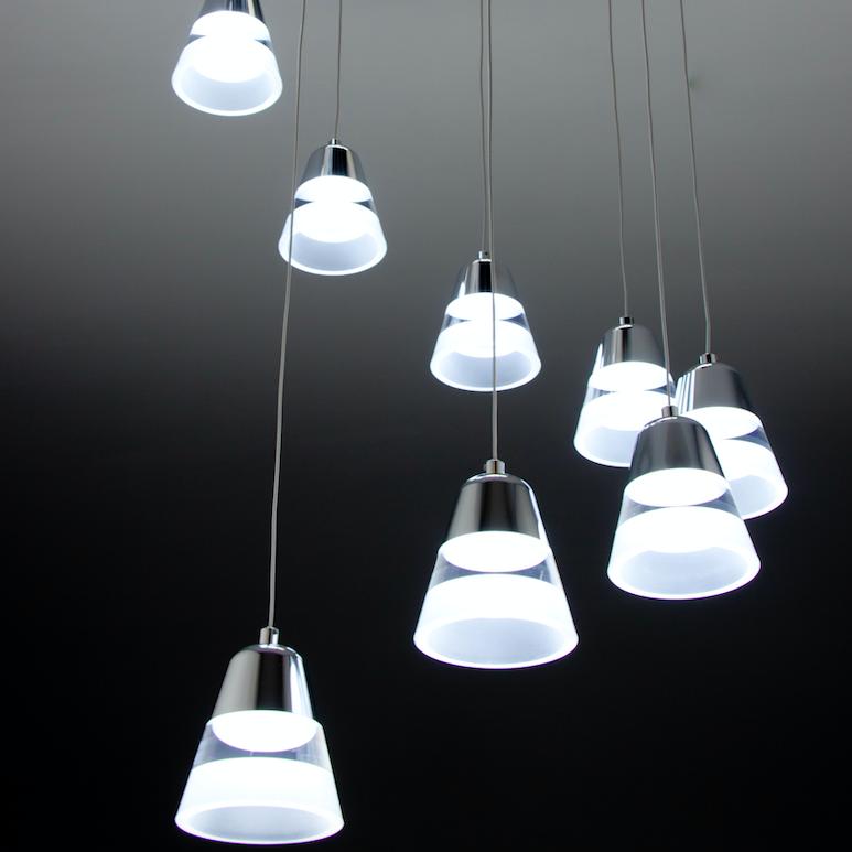 Lampadario a Sospensione Led Glass 9 per ambienti di Design