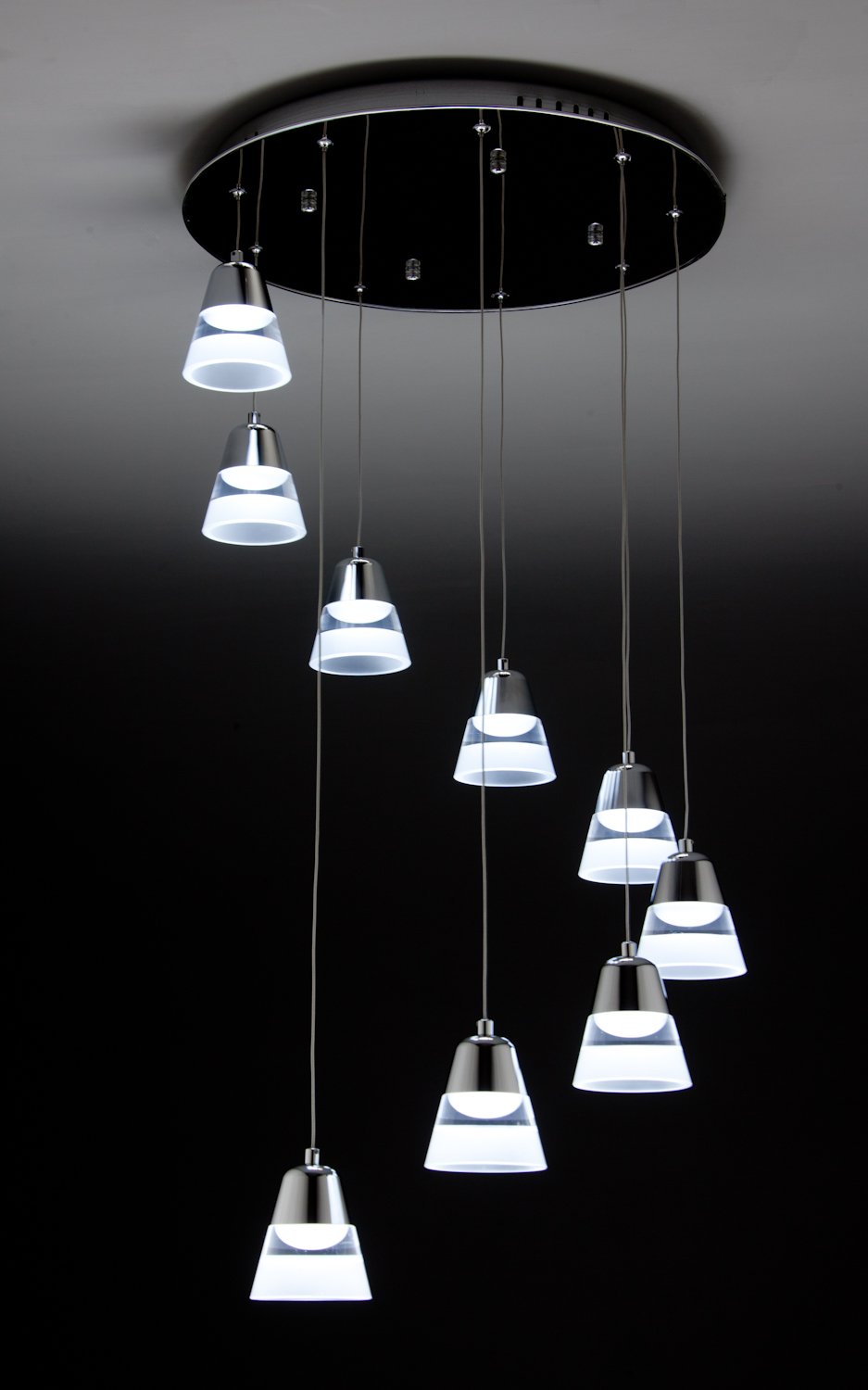 Lampadario a Sospensione Led Glass 9 per ambienti di Design