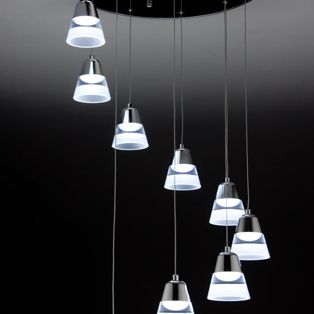 Lampadario a Sospensione Led Glass 9 per ambienti di Design