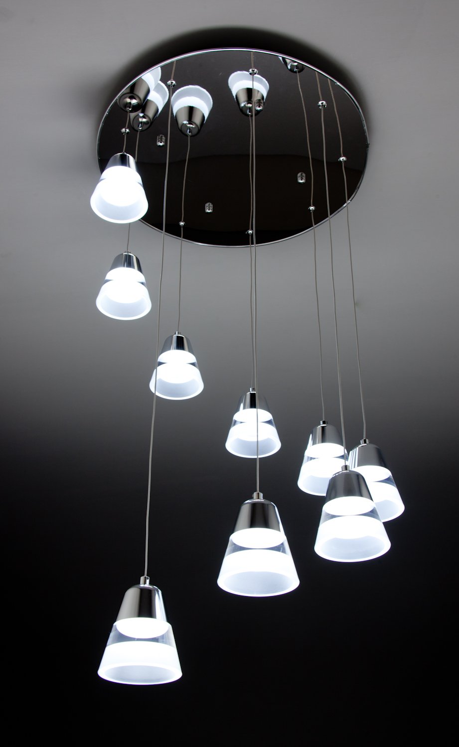 Lampadario a Sospensione Led Glass 9 per ambienti di Design