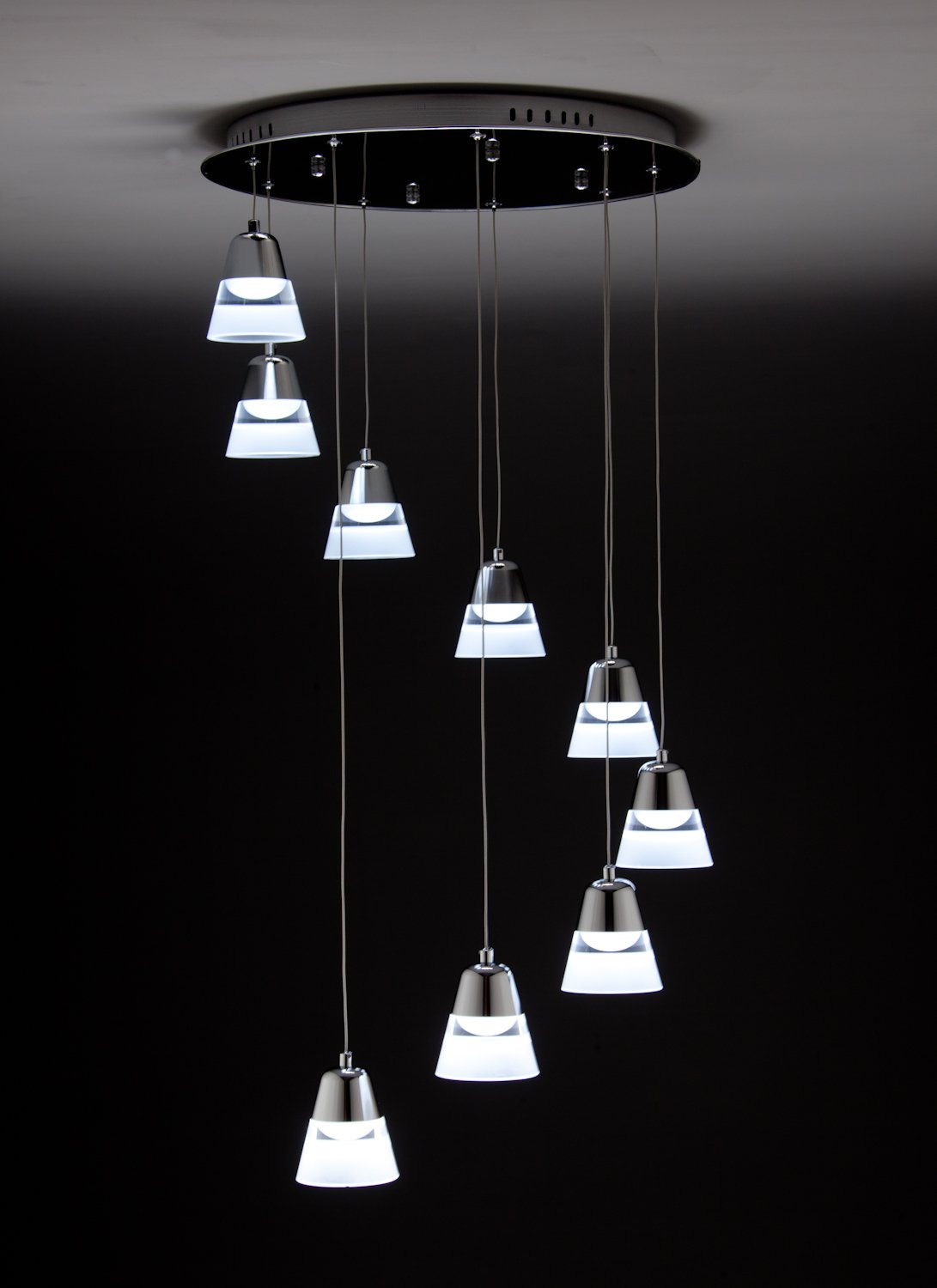 Lampadario a Sospensione Led Glass 9 per ambienti di Design