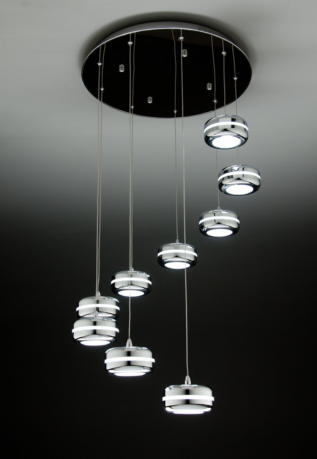 Lampadario a Sospensione Led Plate 9 di Design Moderno