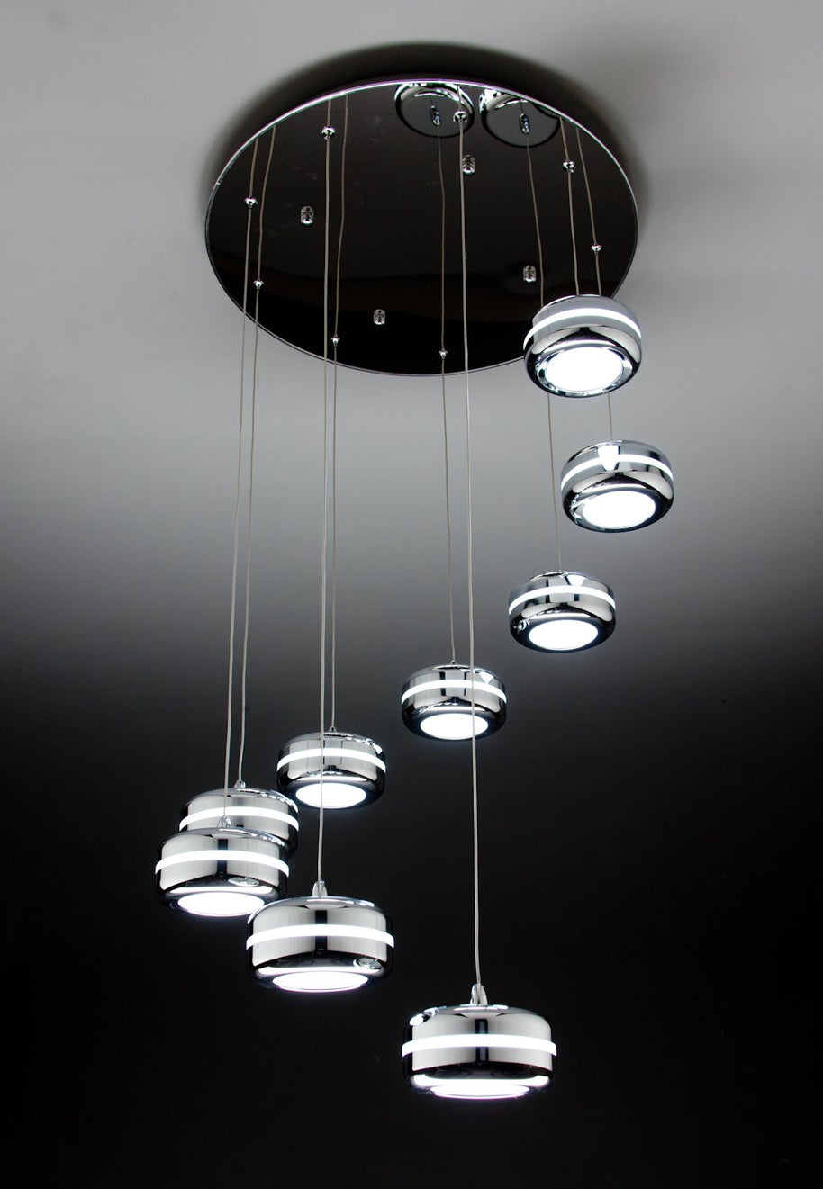 Lampadario a Sospensione Led Plate 9 di Design Moderno