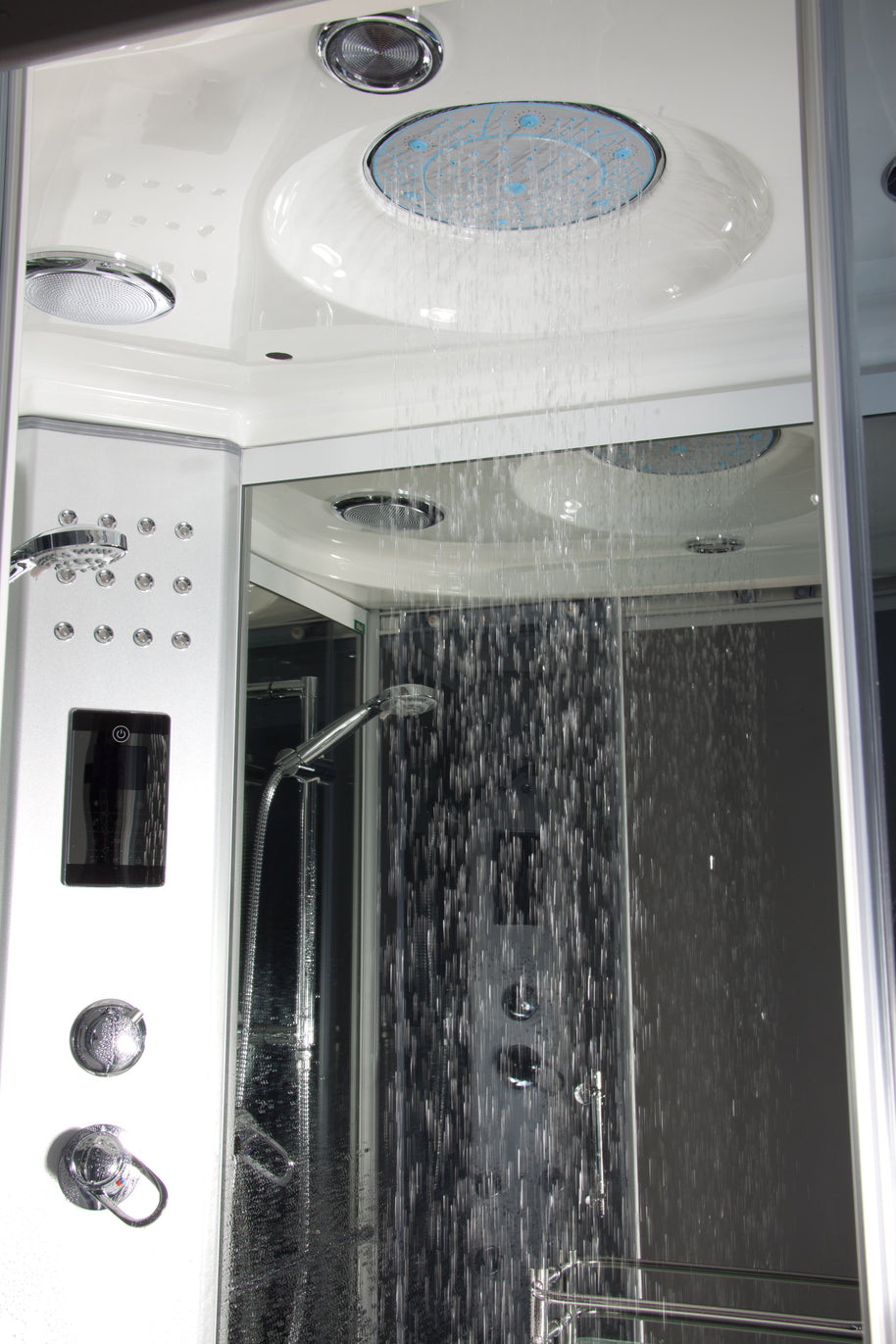Black Eden 95x95cm Box Doccia Idromassaggio con  Sauna, Bagno Turco e Ozono