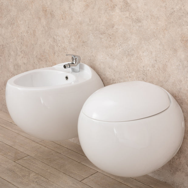 Sanitari Sospesi Wind design in Ceramica Wc con copri vaso+Bidet