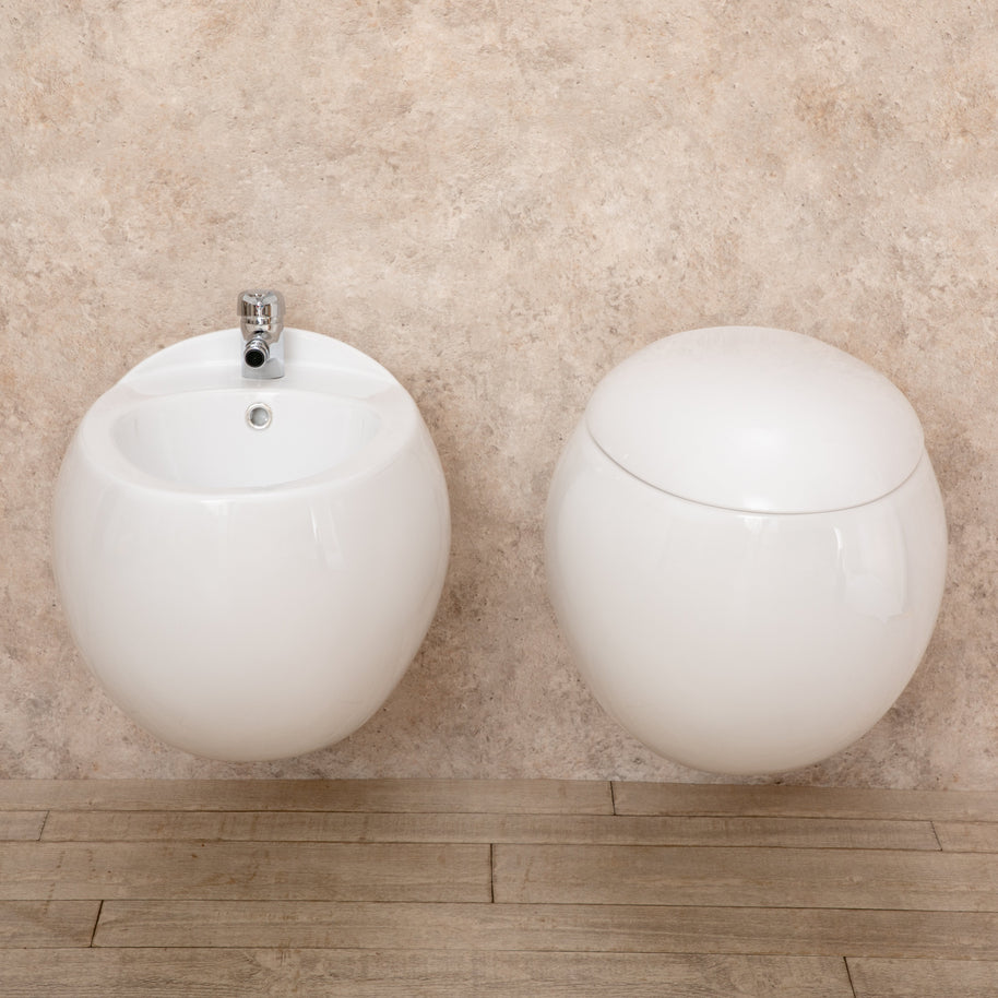 Sanitari Sospesi Wind design in Ceramica Wc con copri vaso+Bidet