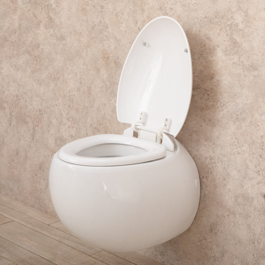 WC Sospeso Wind in ceramica con seduta e copri vaso 39x58x36cm