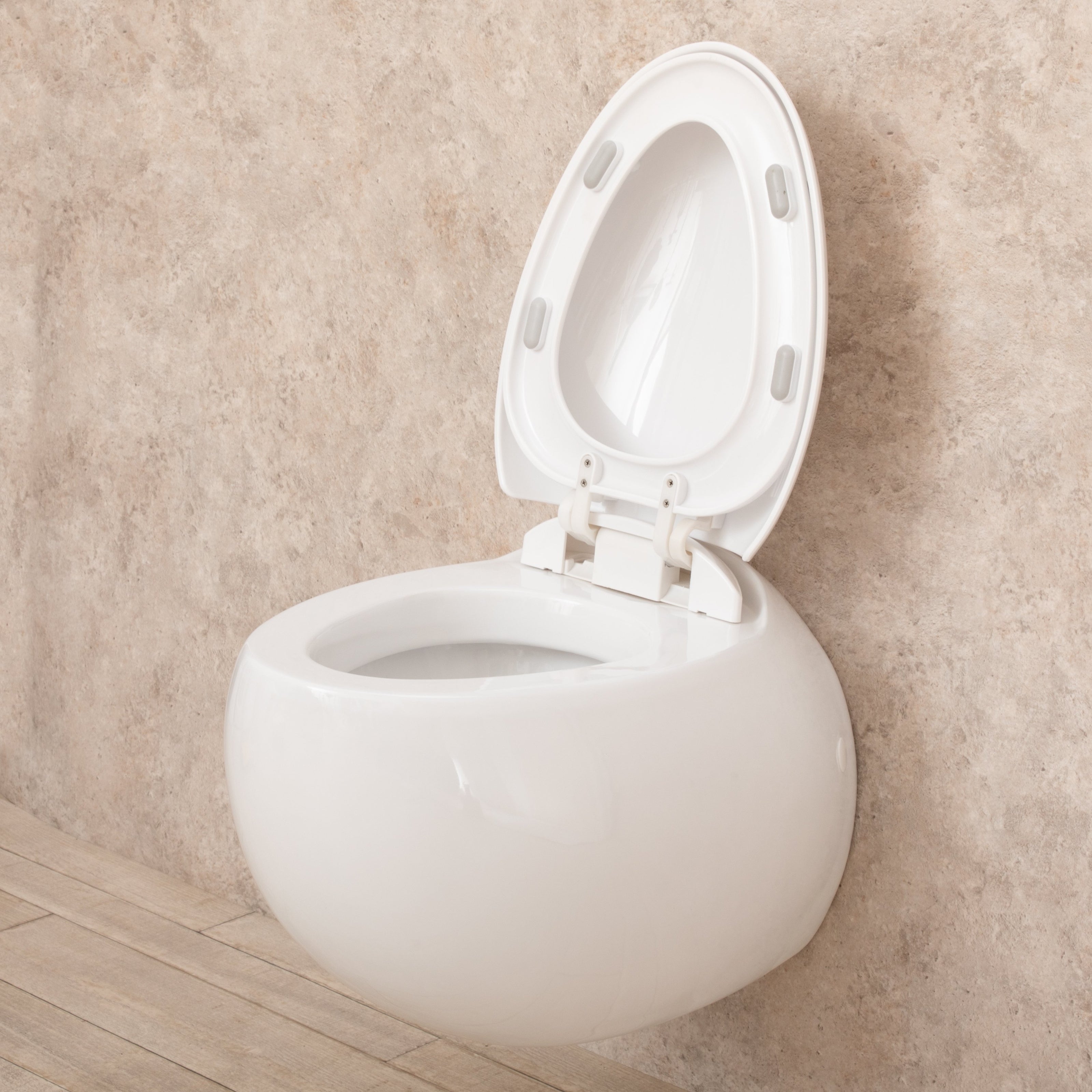 WC Sospeso Wind in ceramica con seduta e copri vaso 39x58x36cm
