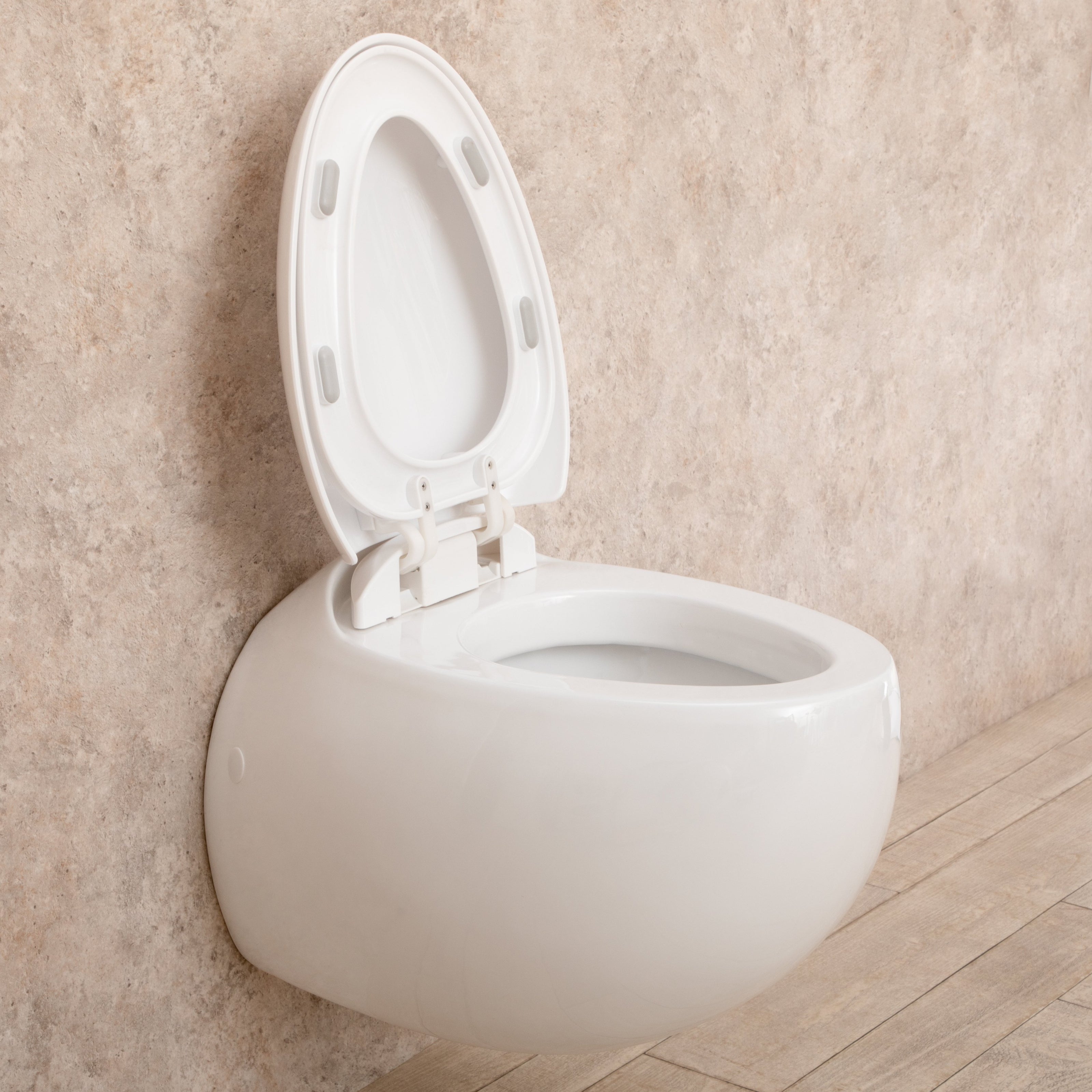 WC Sospeso Wind in ceramica con seduta e copri vaso 39x58x36cm