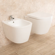 Sanitari Bagno Sospesi Easy in Ceramica Wc con Sedile e Bidet